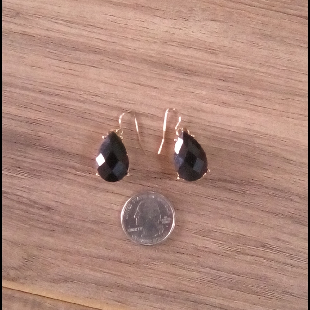 Black drop crystal earrings